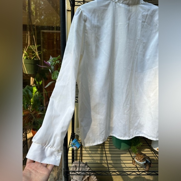 LAUREN LEE Vintage Elegant White Ruffled Blouse 1980’s EXCELLENT condition SizeM - Picture 12 of 12